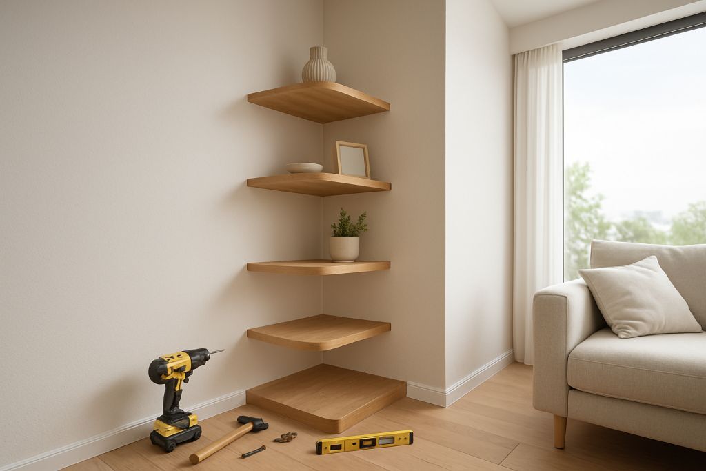 Étagère d’angle suspendue DIY salon