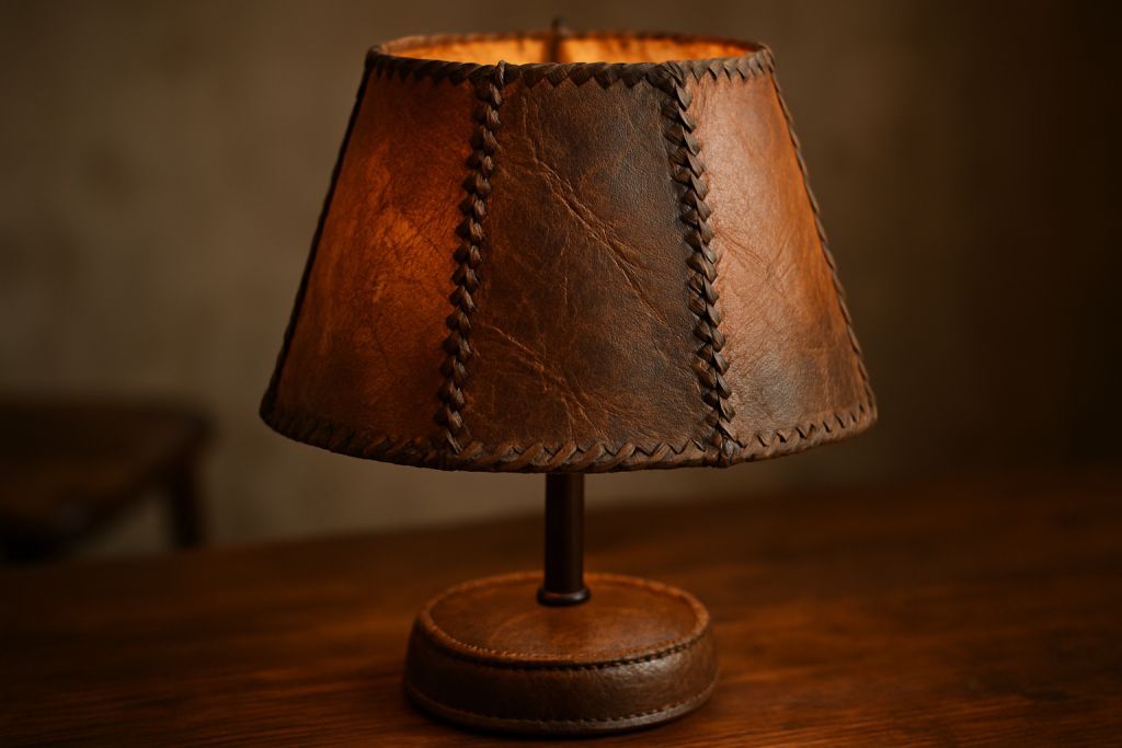 Un abat-jour unique en cuir recyclé